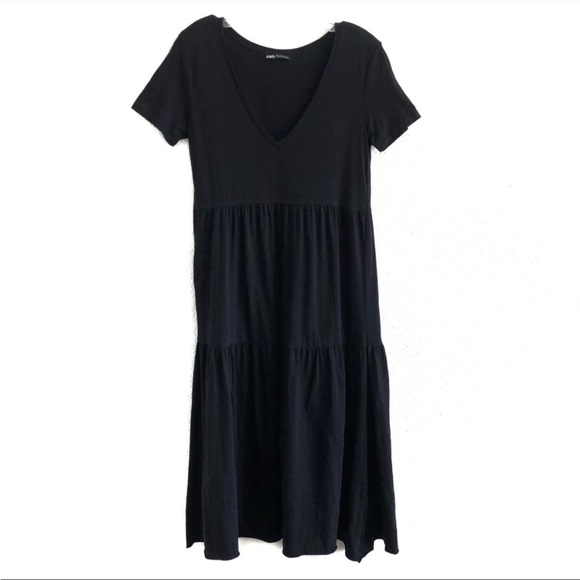Zara Dresses Zara Black Tiered Midi Dress Poshmark